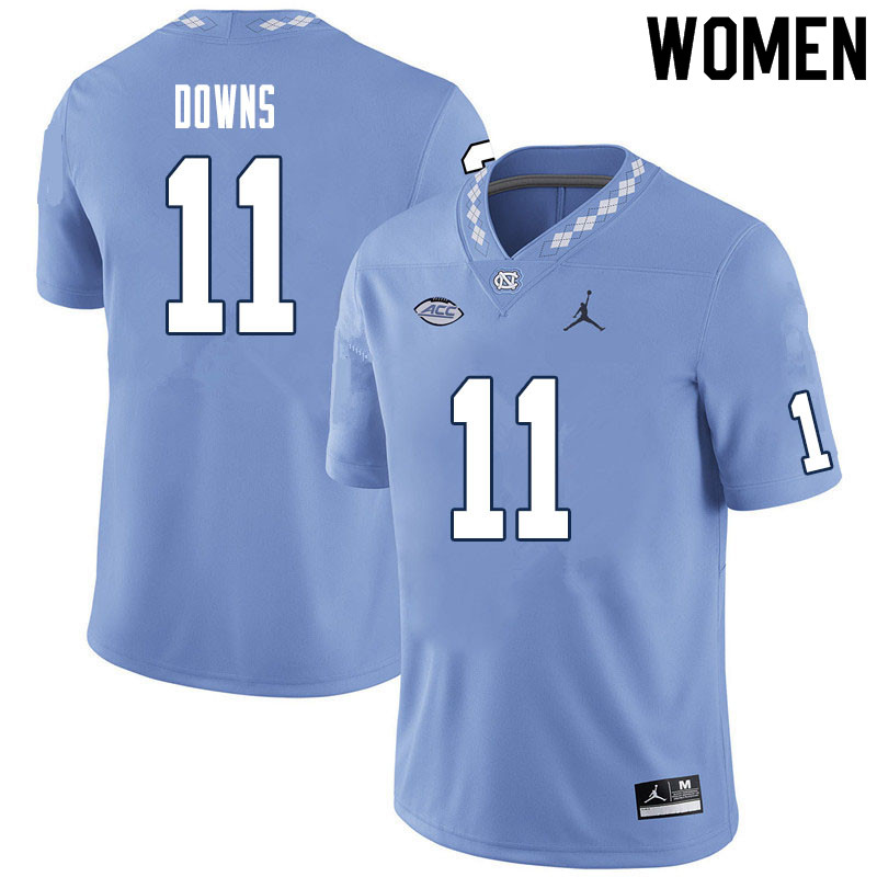 Women #11 Josh Downs North Carolina Tar Heels College Football Jerseys Sale-Carolina Blue
